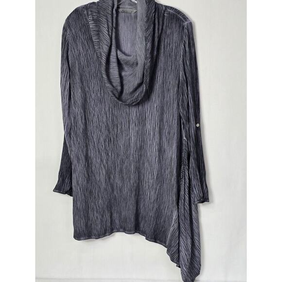 Soft Surroundings Blue Asymmetrical Gauze Tunic Top Cowl Neck Petite Large EUC - Picture 1 of 7